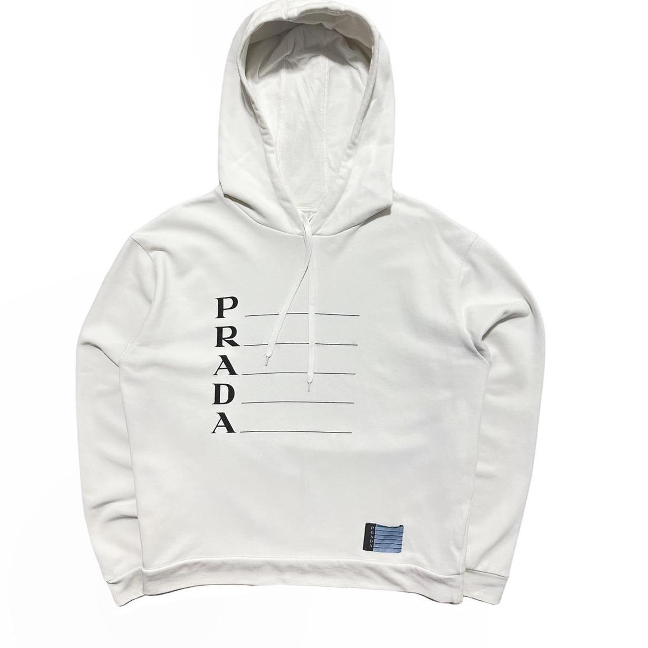 Prada Handbag pullover drawstring hoodie White Small