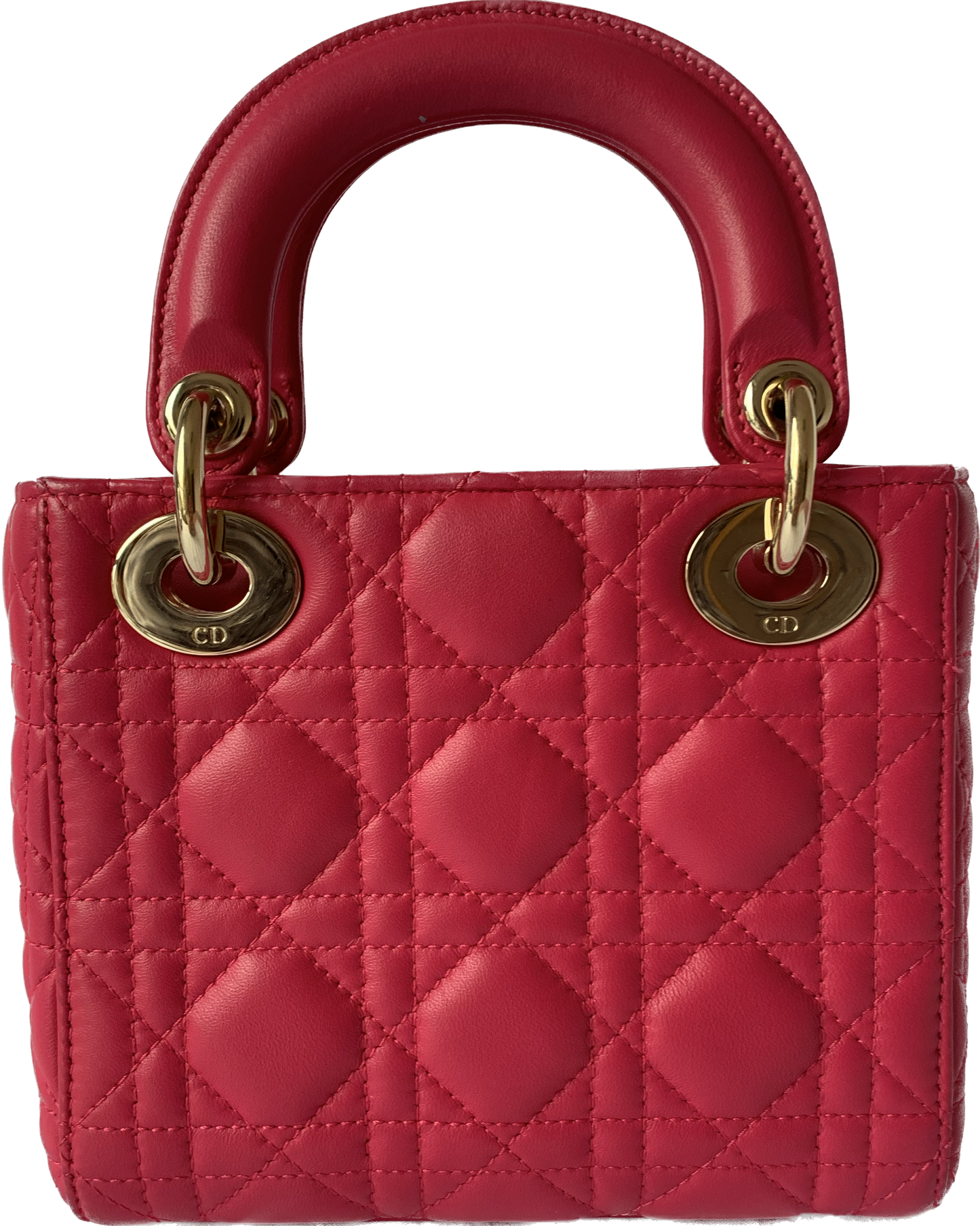 Dior Lady Handbag Cannage With Strap Leather Pink Travel Bag