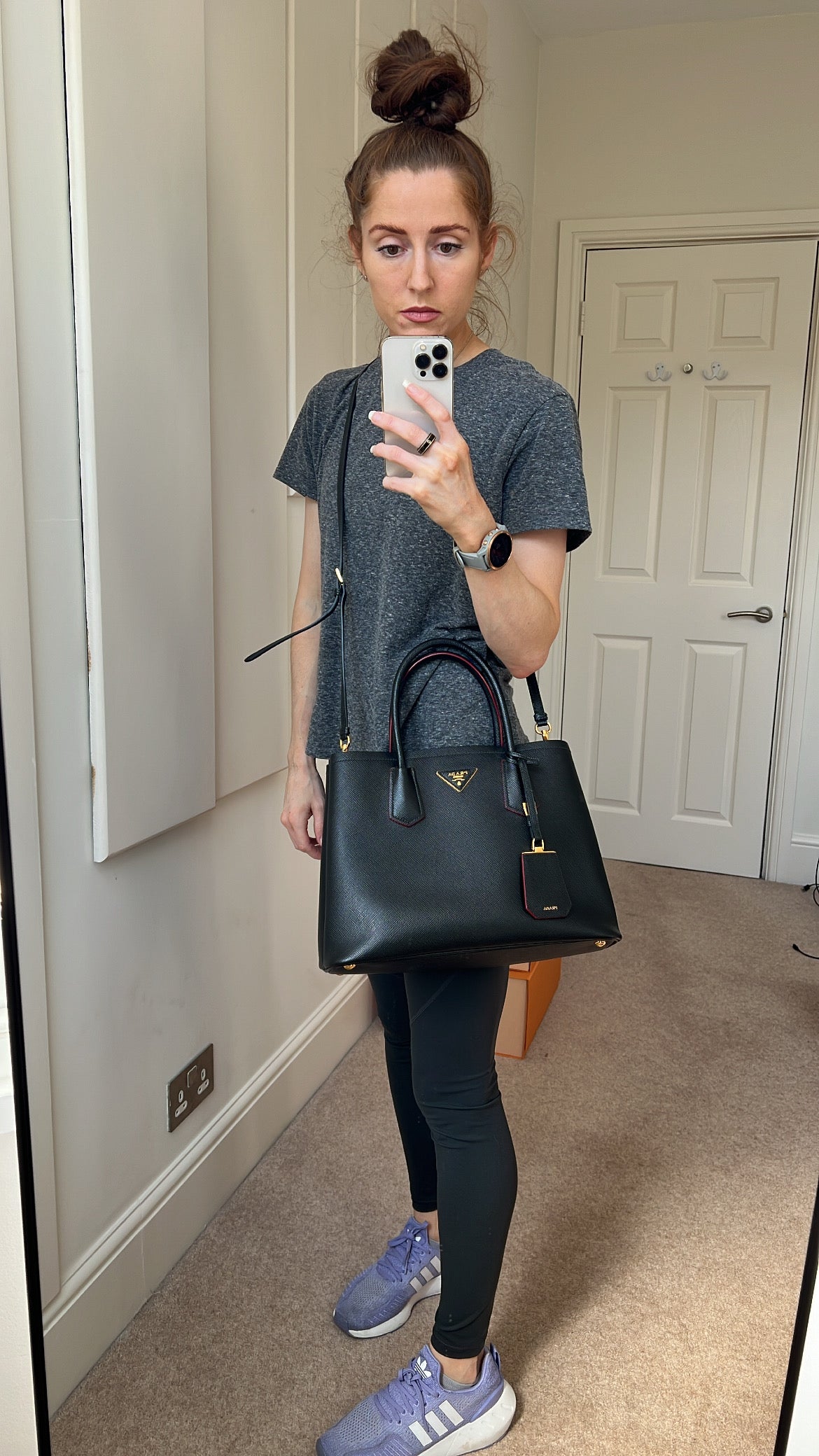 Prada Prada Small Saffiano Leather Double Tote Bag Rep
