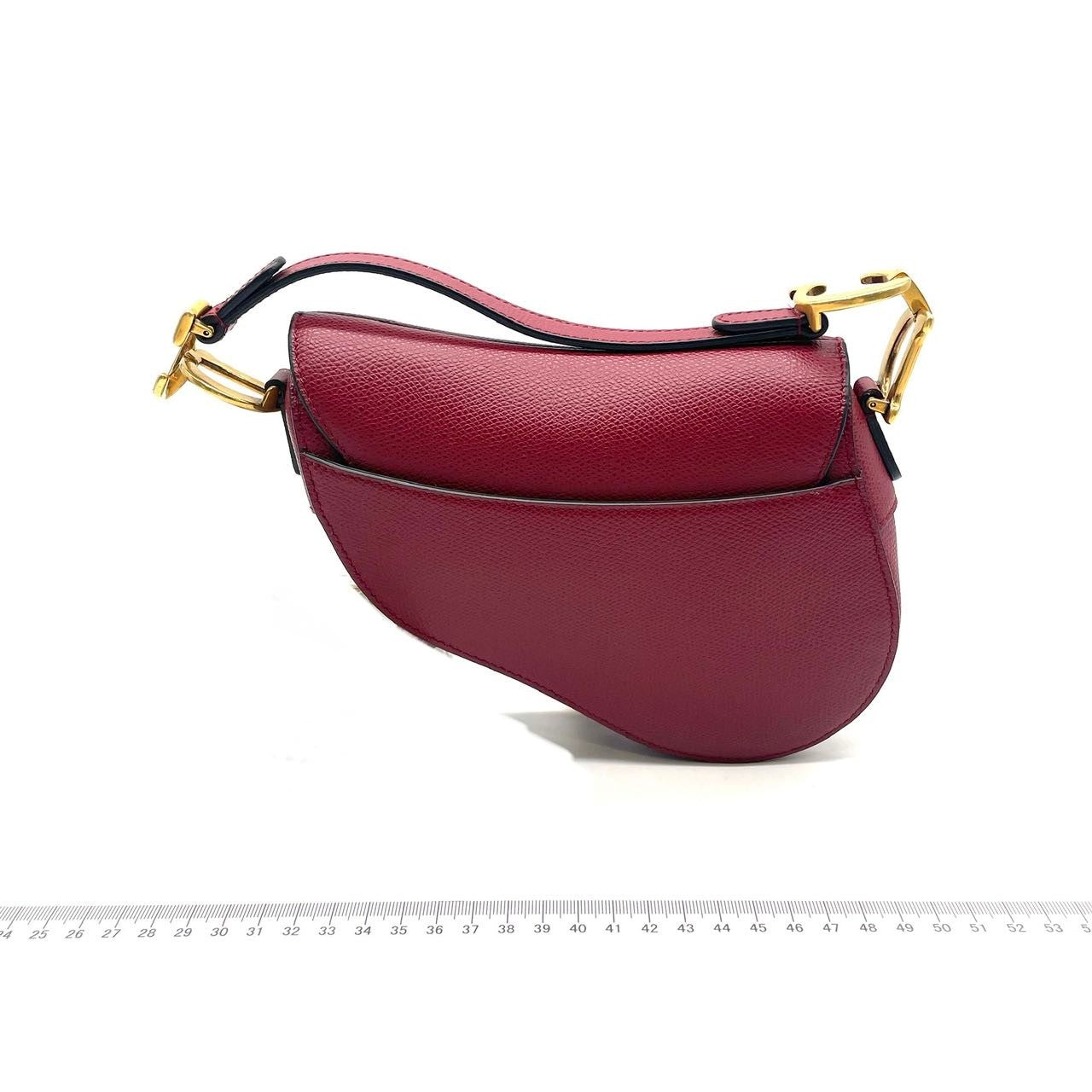 Dior Saddle Bag Grain Size With Strap Leather Red Travel Bag