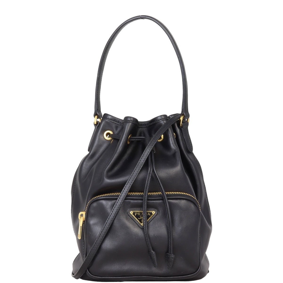 Prada Bag Duet 2 Leather Black Bucket Bucket Bag