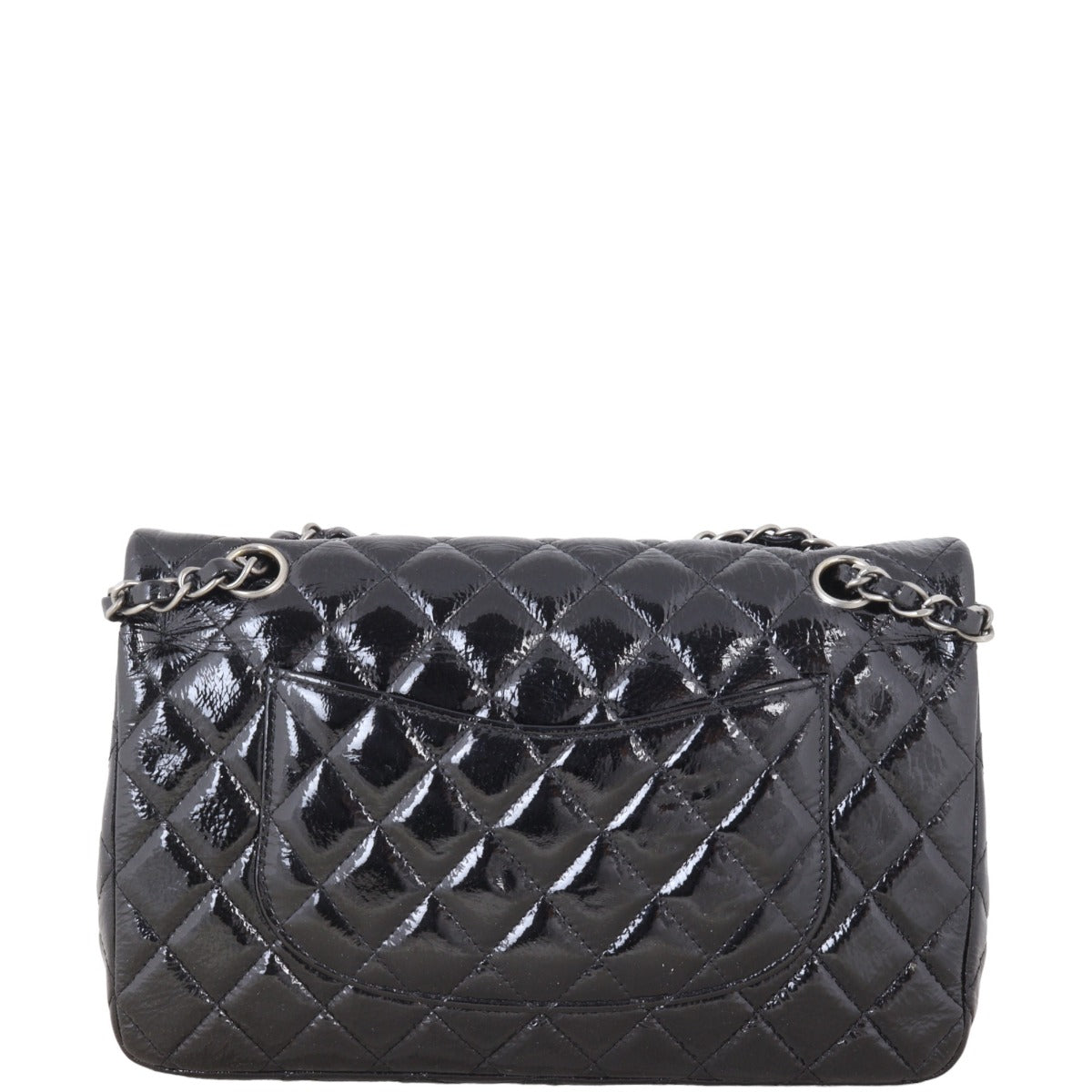 Chanel Classic Double Flap Patent Handbag Quilted Black Shoulder Bag