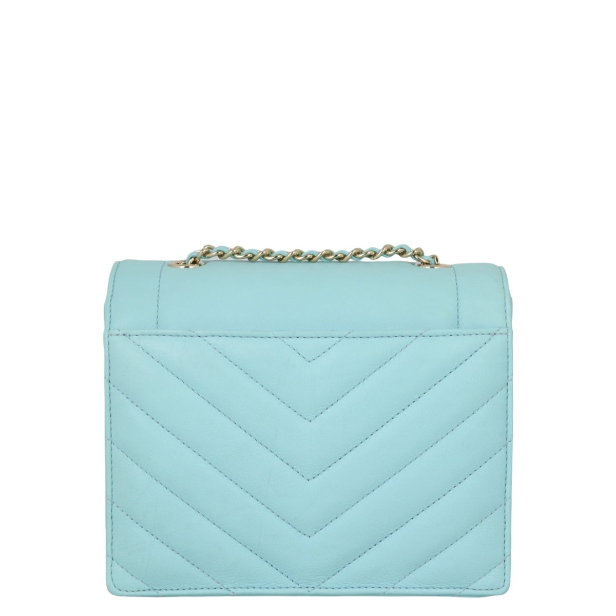 Chanel Envelope Square Bag Chevron Blue Small Handbag