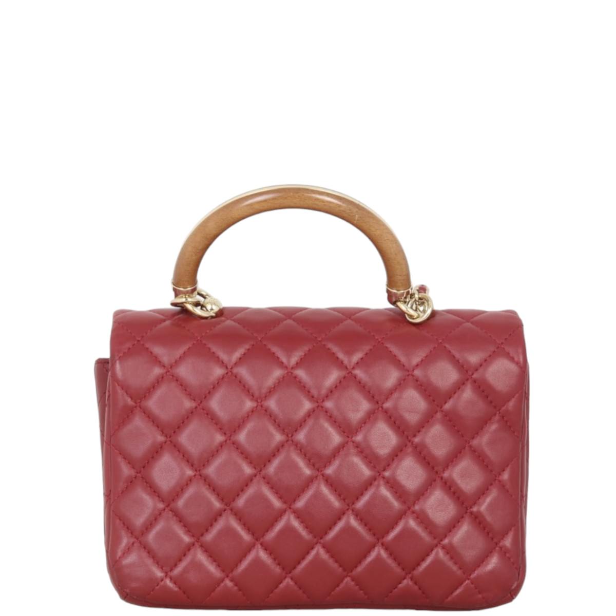 Chanel CC Knock on Wood Top Handle Bag Red Flap Handbag