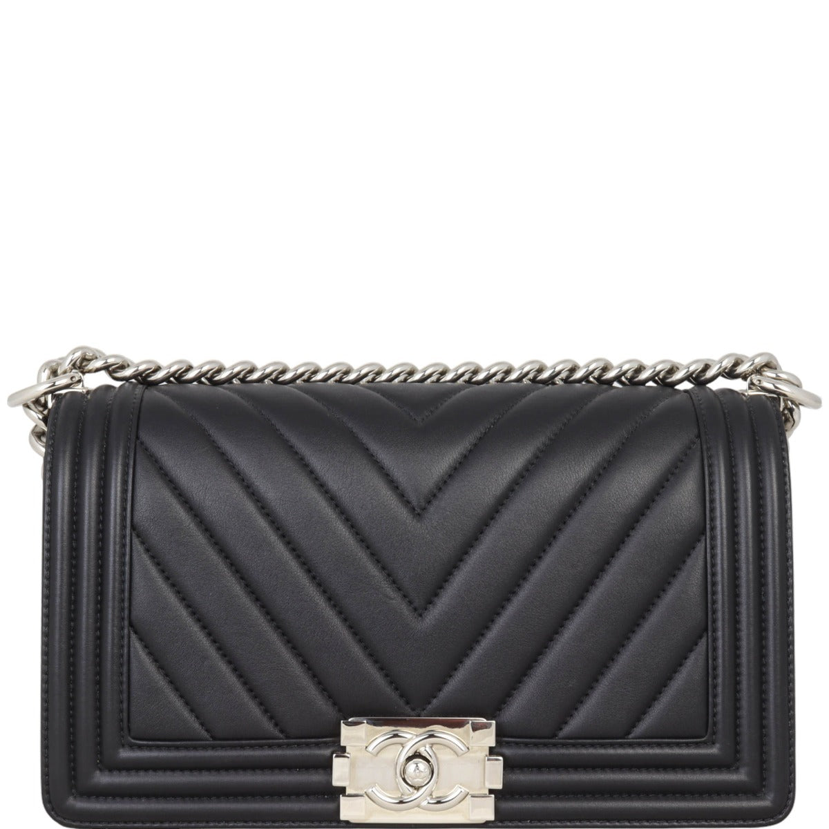 Chanel Boy Old Chevron 22 Series Handbag Black Medium