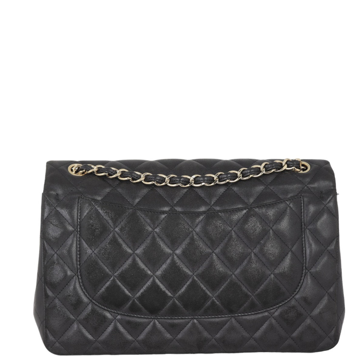 Chanel Classic Double Jumbo Lambskin Diamond Handbag Black Flap