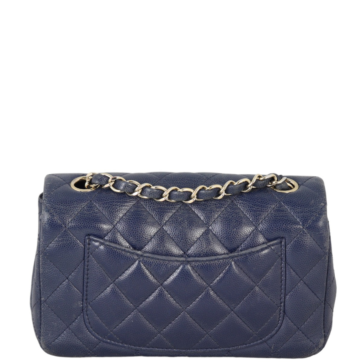 Chanel Classic Flap Rectangular Bag Caviar Navy Blue Mini Bag