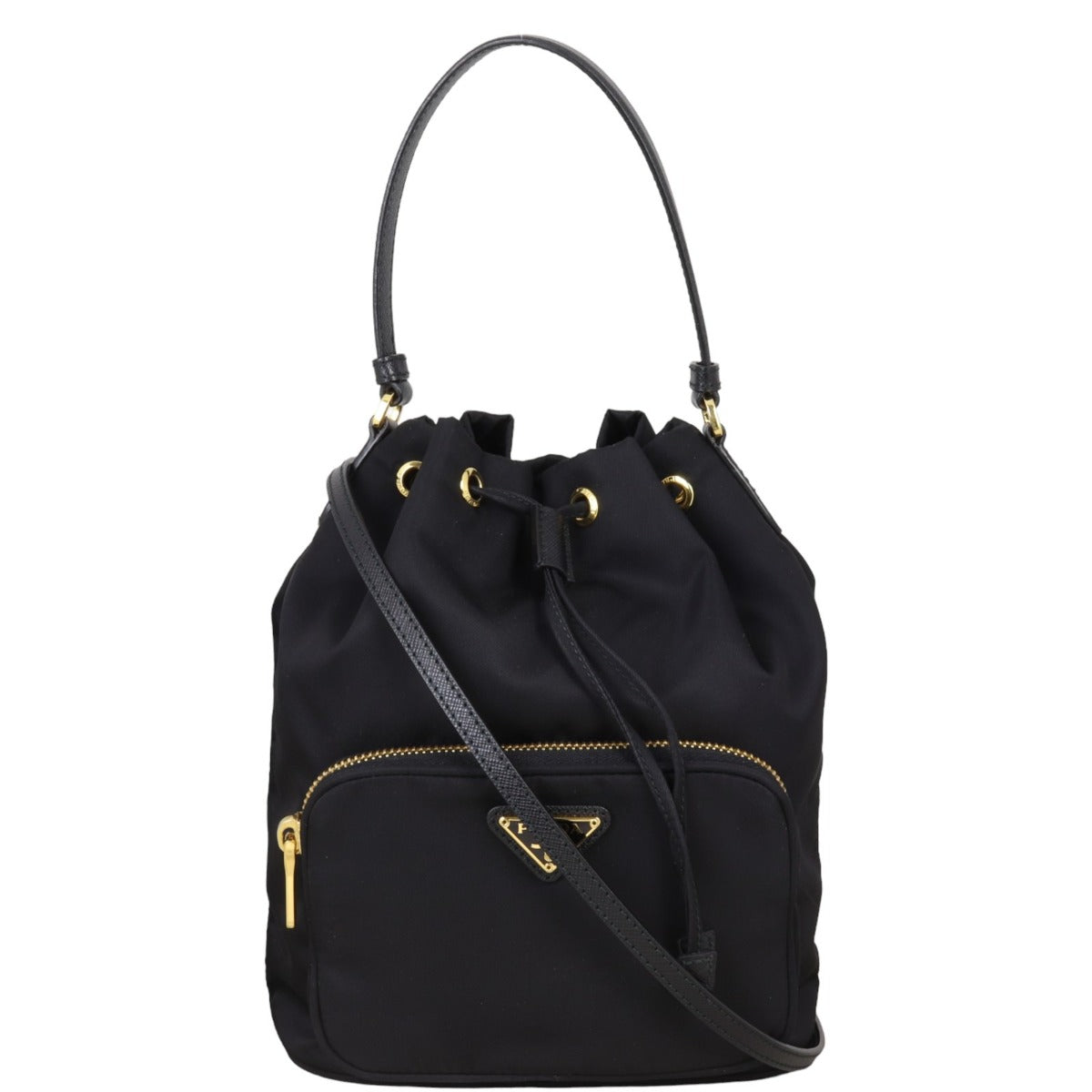 Prada Bag Duet Tessuto 2 Nylon Black Bucket Bucket Bag