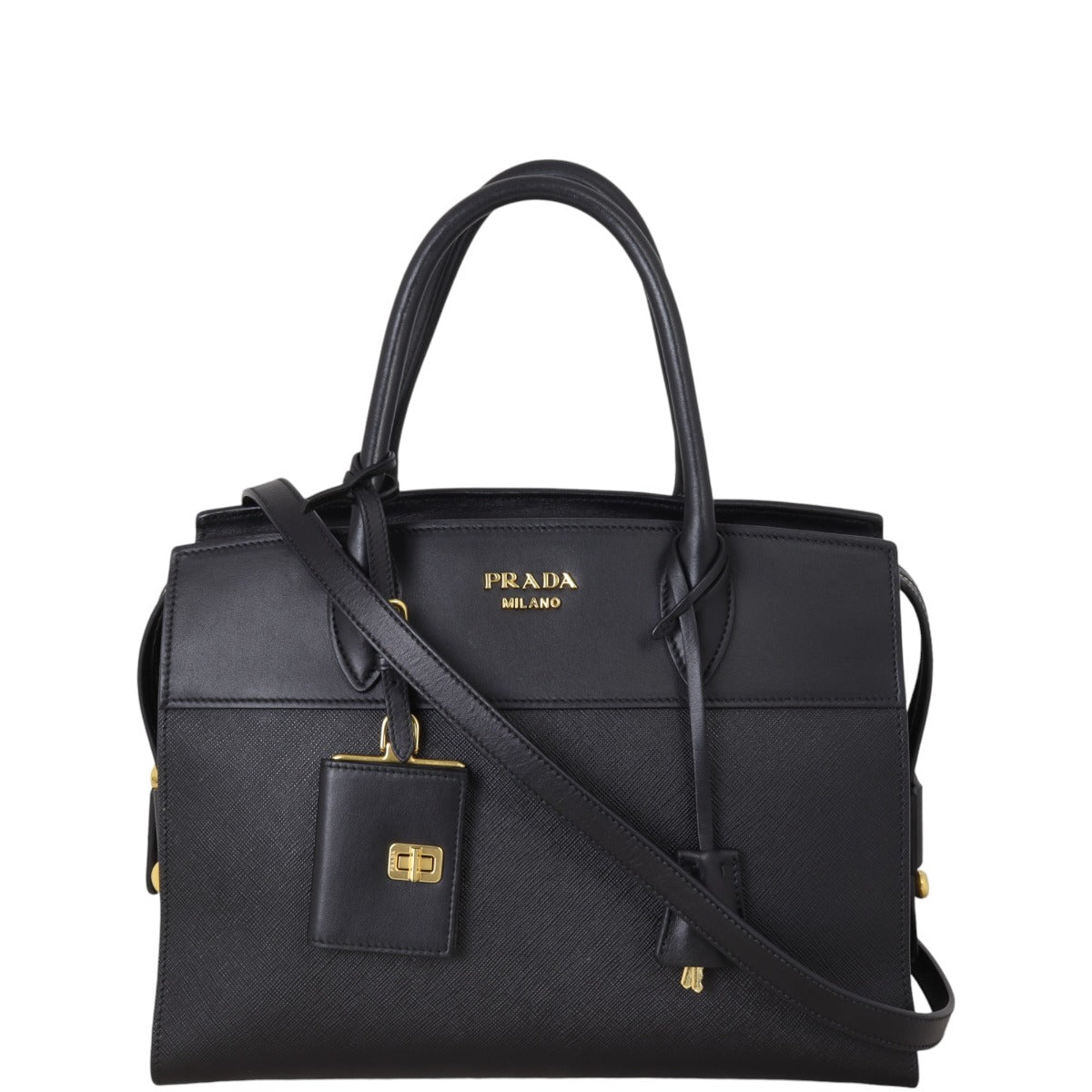 Prada Shoulder Bag City Calf Esplanade Saffiano Black