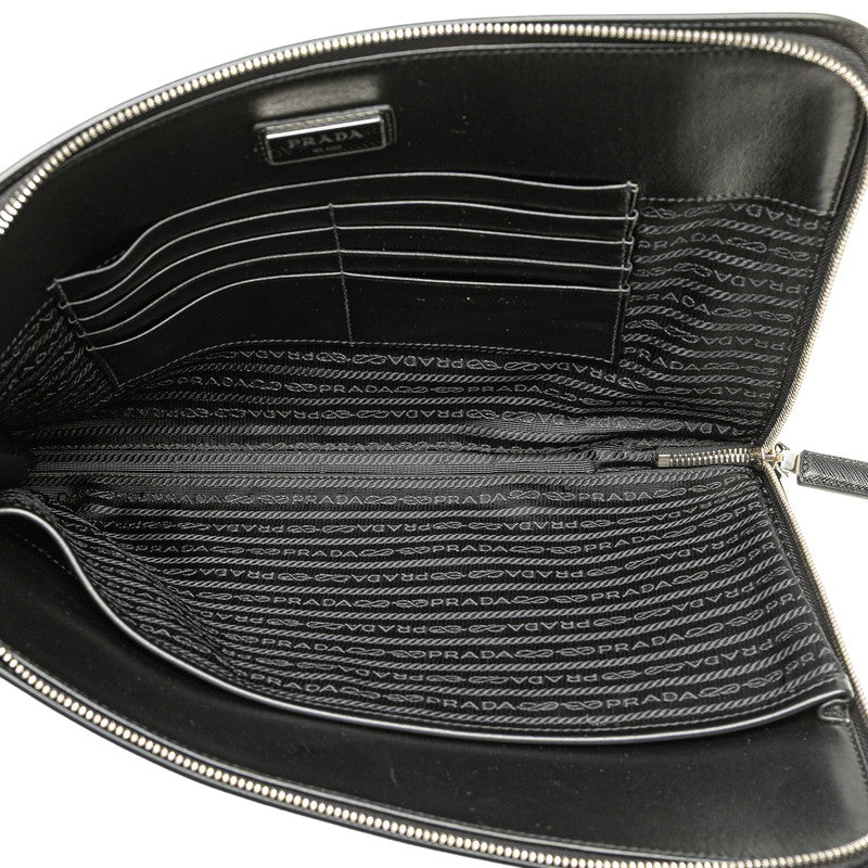 Prada Triangle Plate Clutch Bag Leather Logo Clutch Bag 2