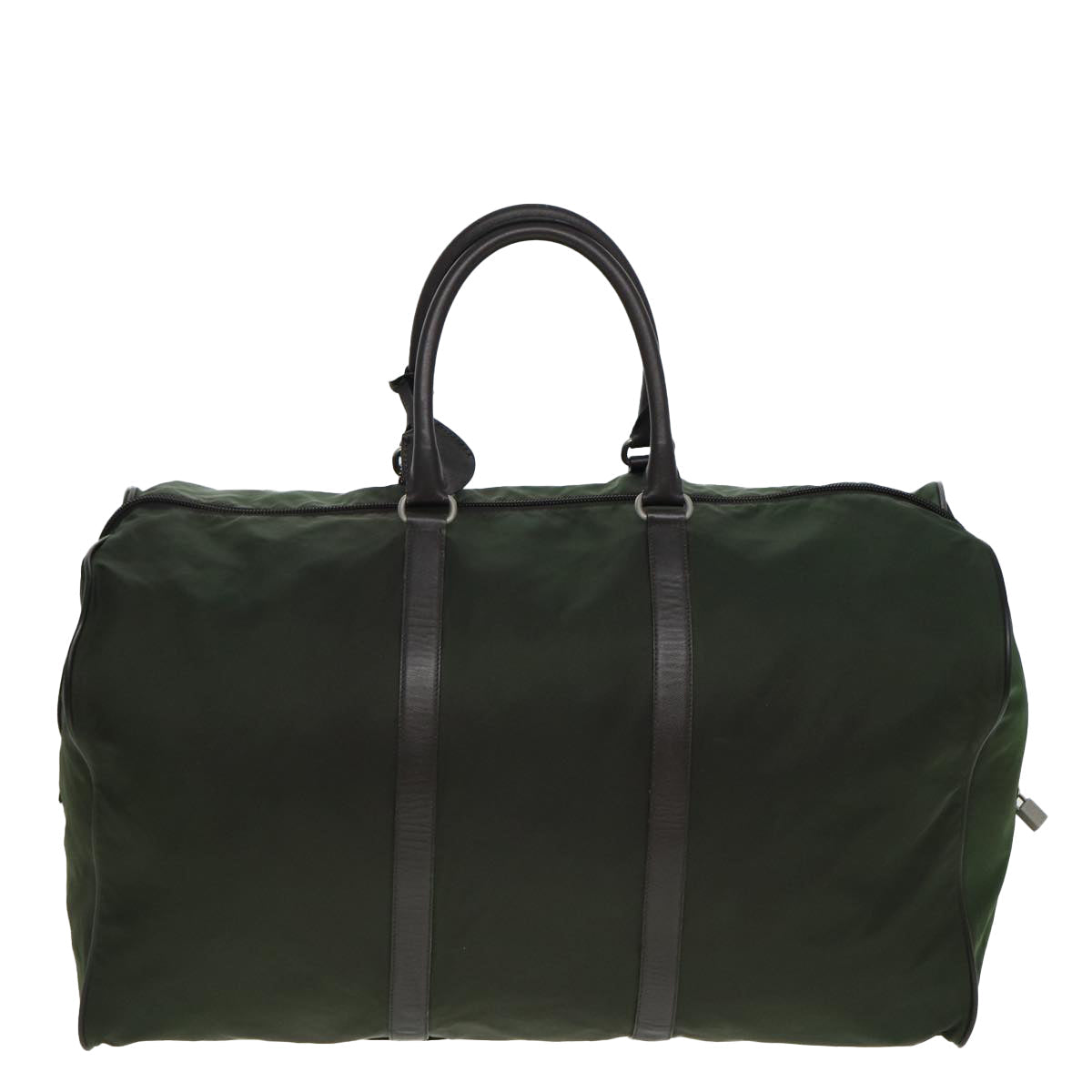Prada Boston Bag Khaki Auth Nylon Brown Travel Bag