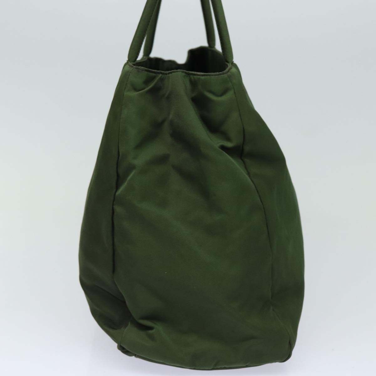 Prada Tote Bag Khaki Auth Nylon Silver Silver Auth Ki4704