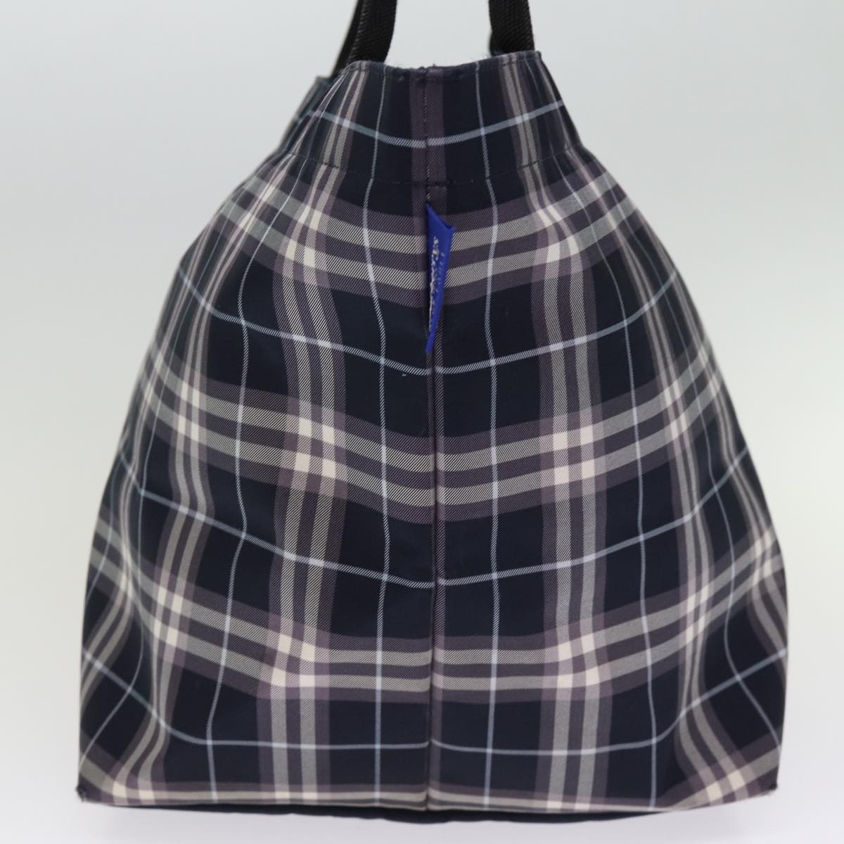 Burberry Luxury ss Label Nova Check Tote Bag Auth Nylon Blue Navy