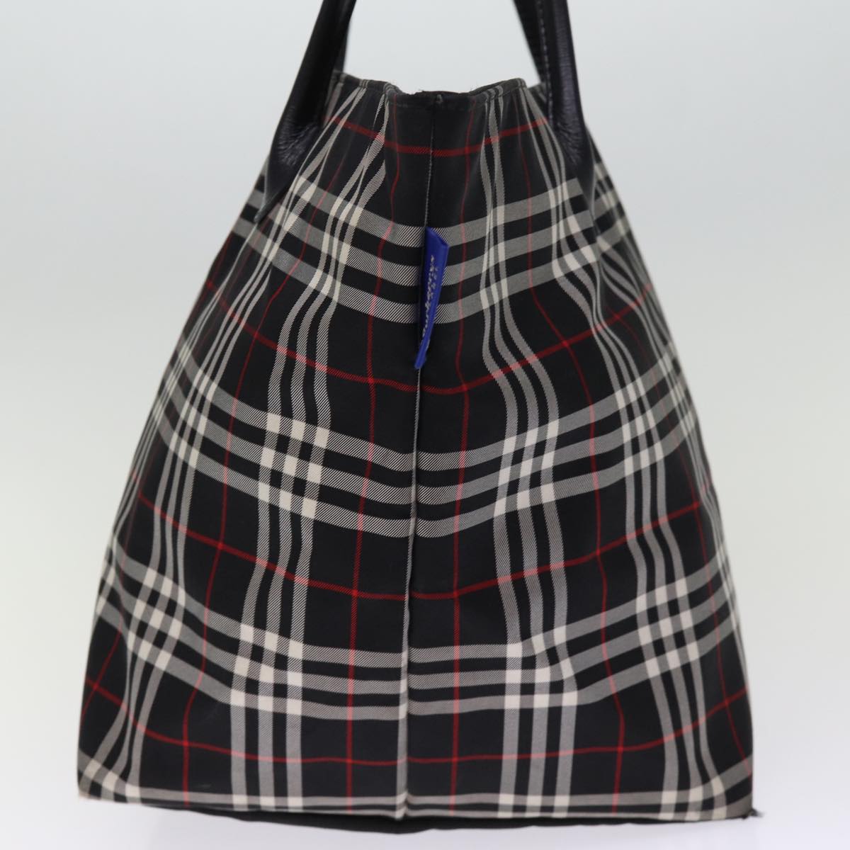 Burberry Luxury ss Nova Check Label Tote Bag Auth Nylon Black Blue