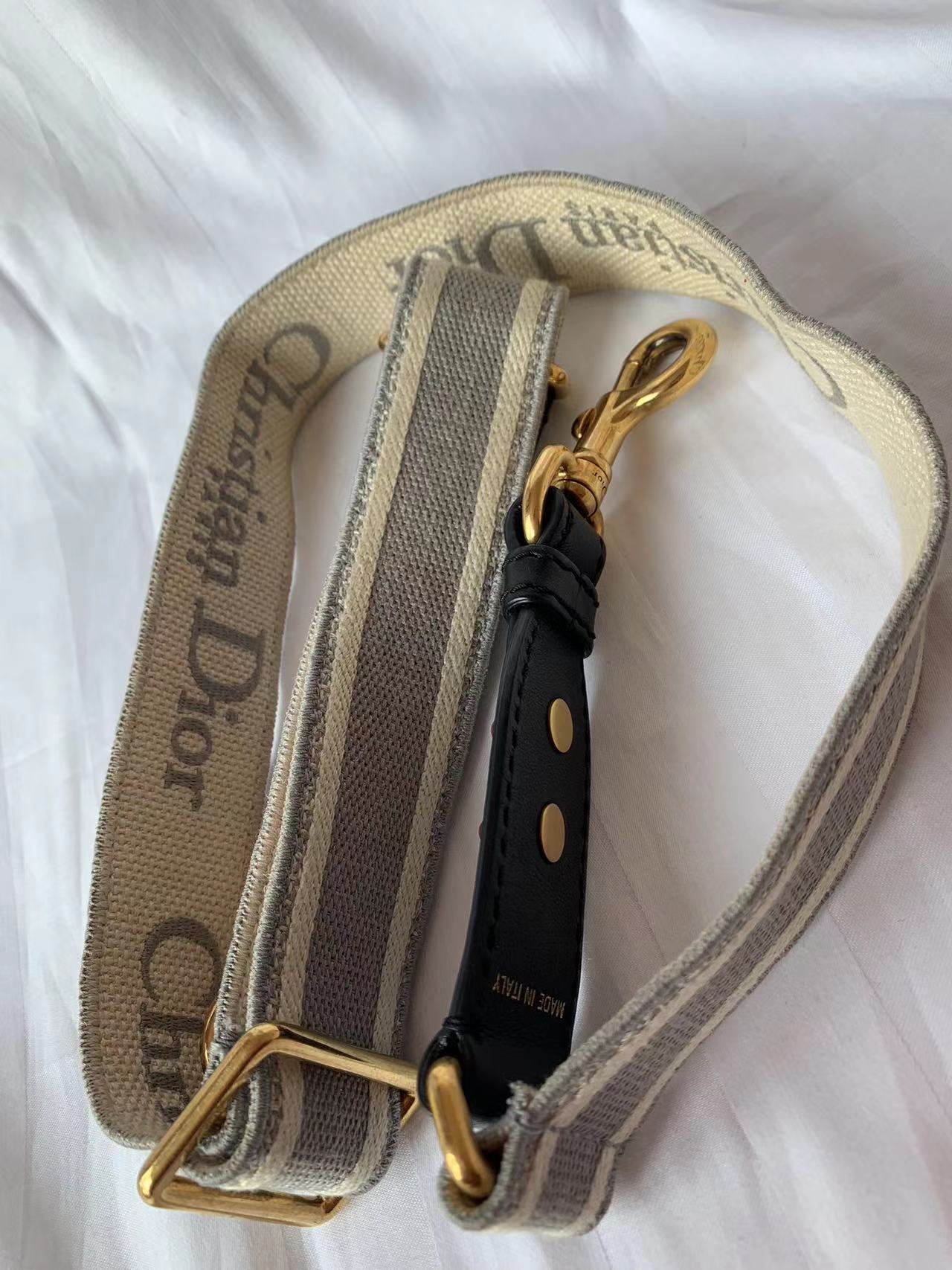 Dior Strap Grey With Embroidery Handbag Canvas Logo Travel Bag