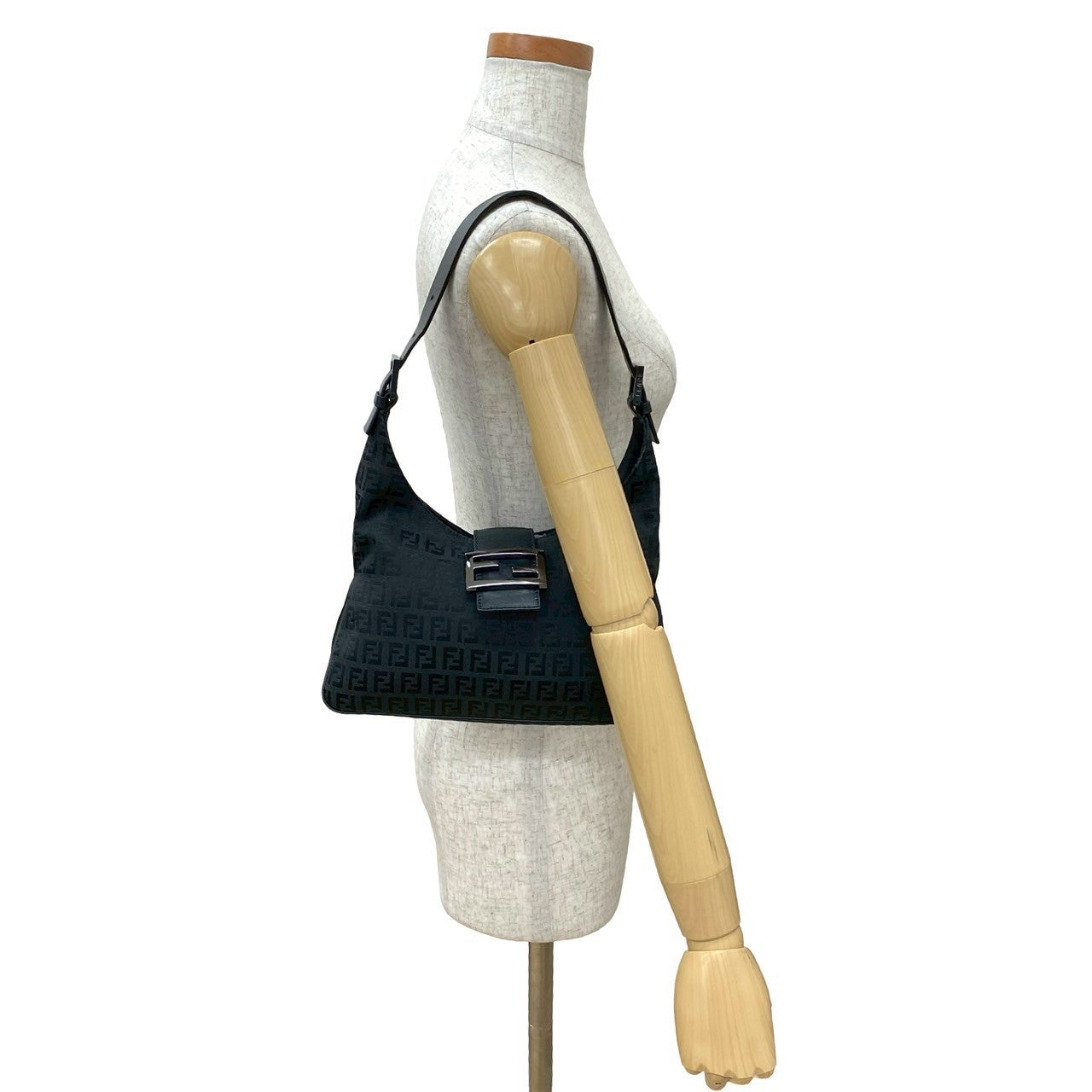 Fendi Zucchino Ff Shoulder Bag Leather Canvas