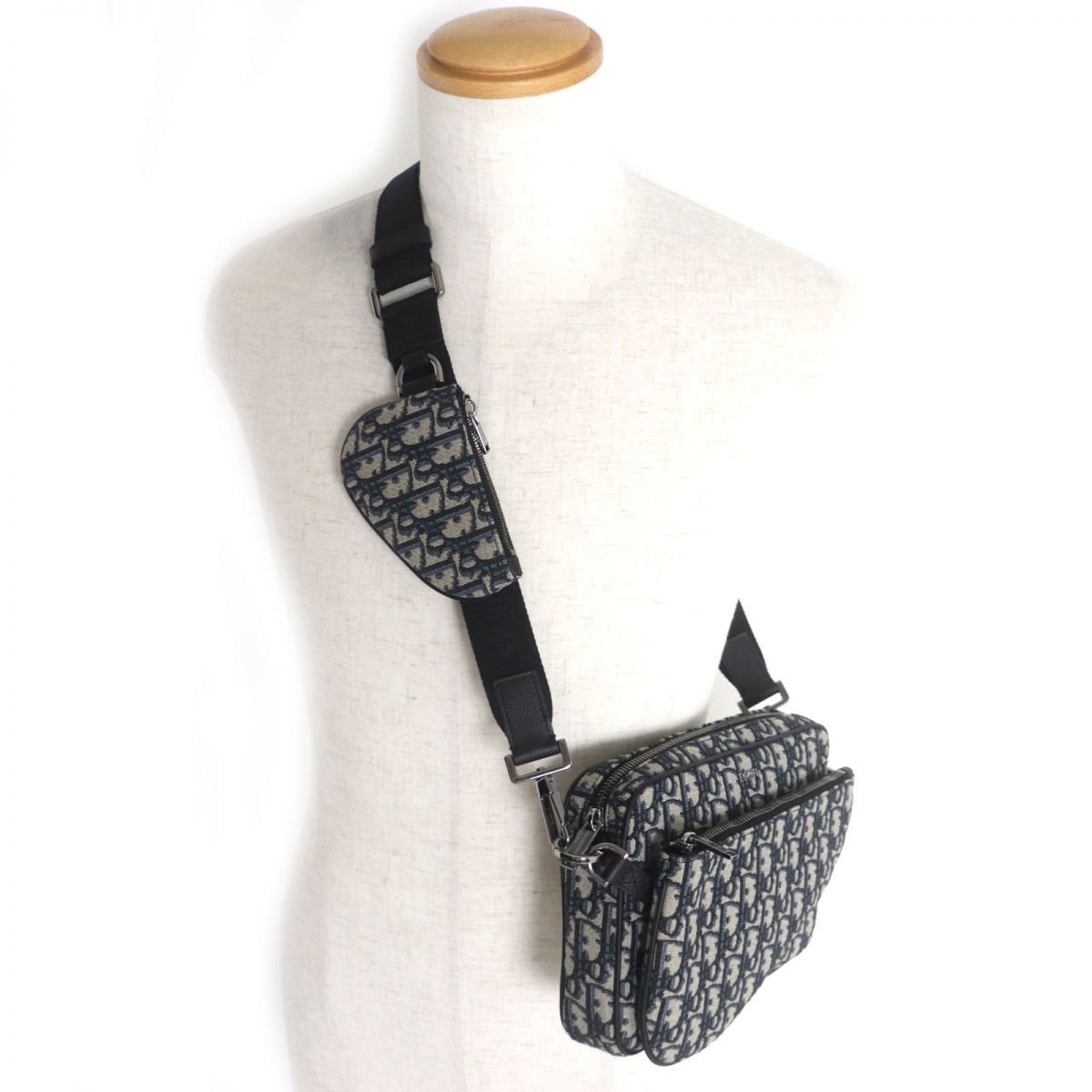 Dior Pouch Main: , Main: Navy X Mens Leather Canvas Travel Bag