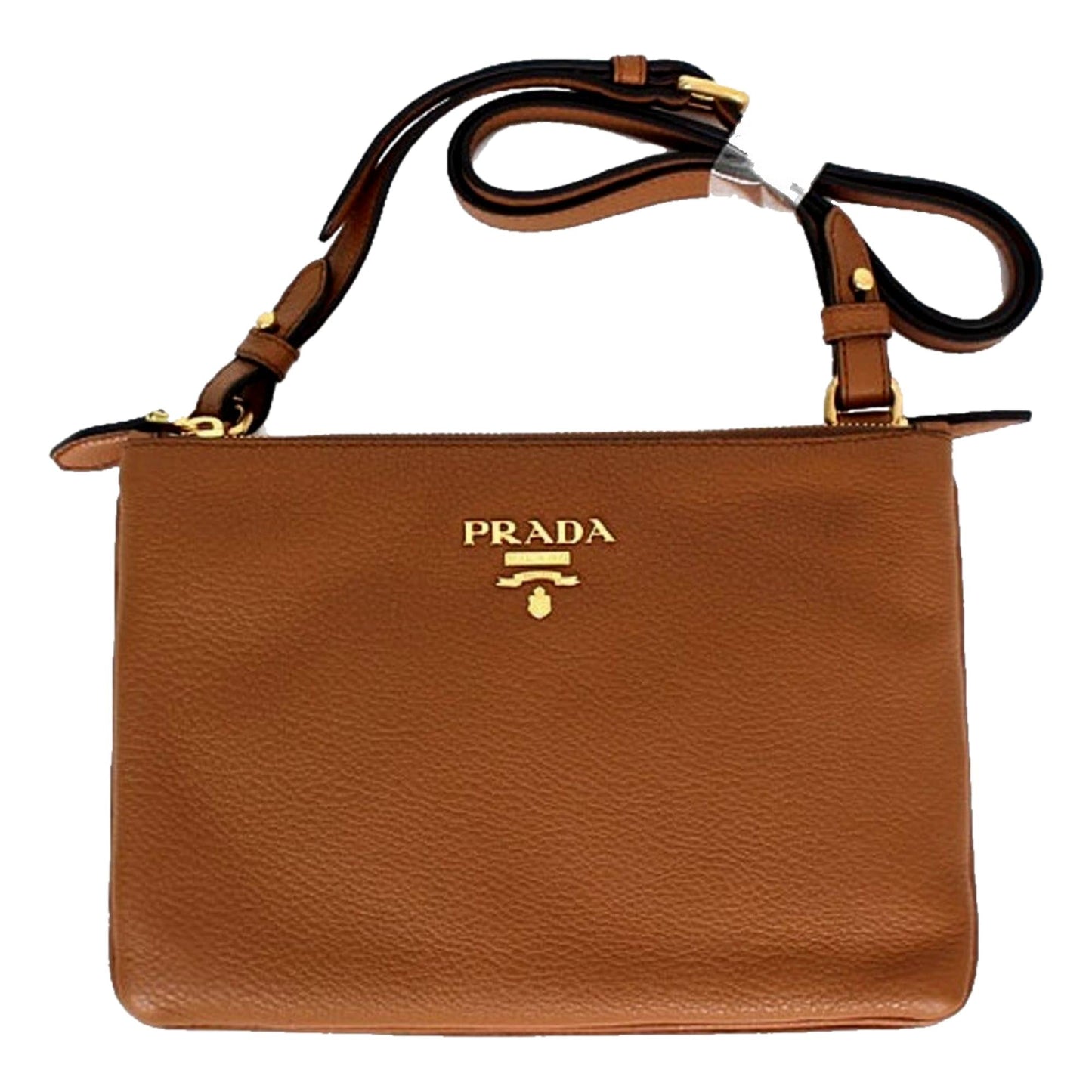 Prada Phenix Cannella Crossbody Bag Leather Vitello Brown
