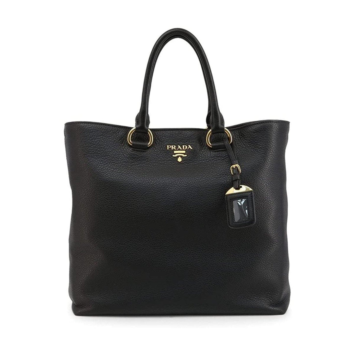 Prada Phenix Shopping Tote Bag Leather Vitello Black