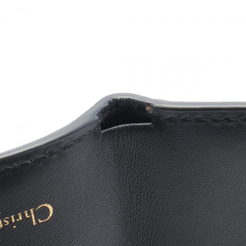 Dior Handbag Christian 30 Montaigne Trifold Compact Wallet CD Leather Black Logo
