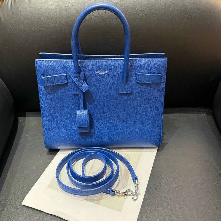 YSL Saint Laurent Sac de Jour Tote Bag Blue