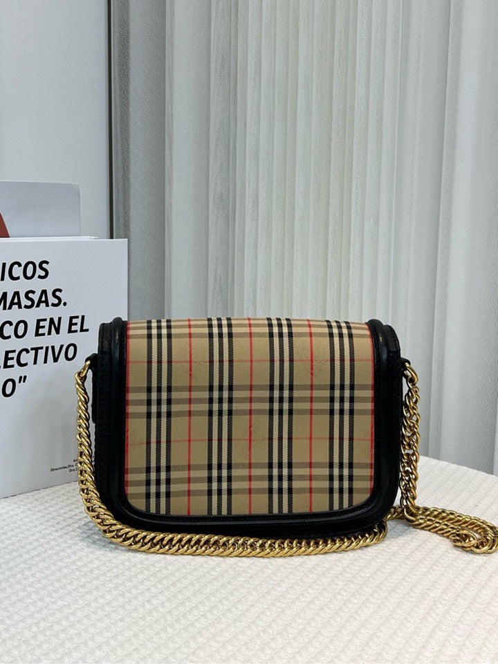 Burberry Luxury Grace Plaid Shoulder Bag Beige