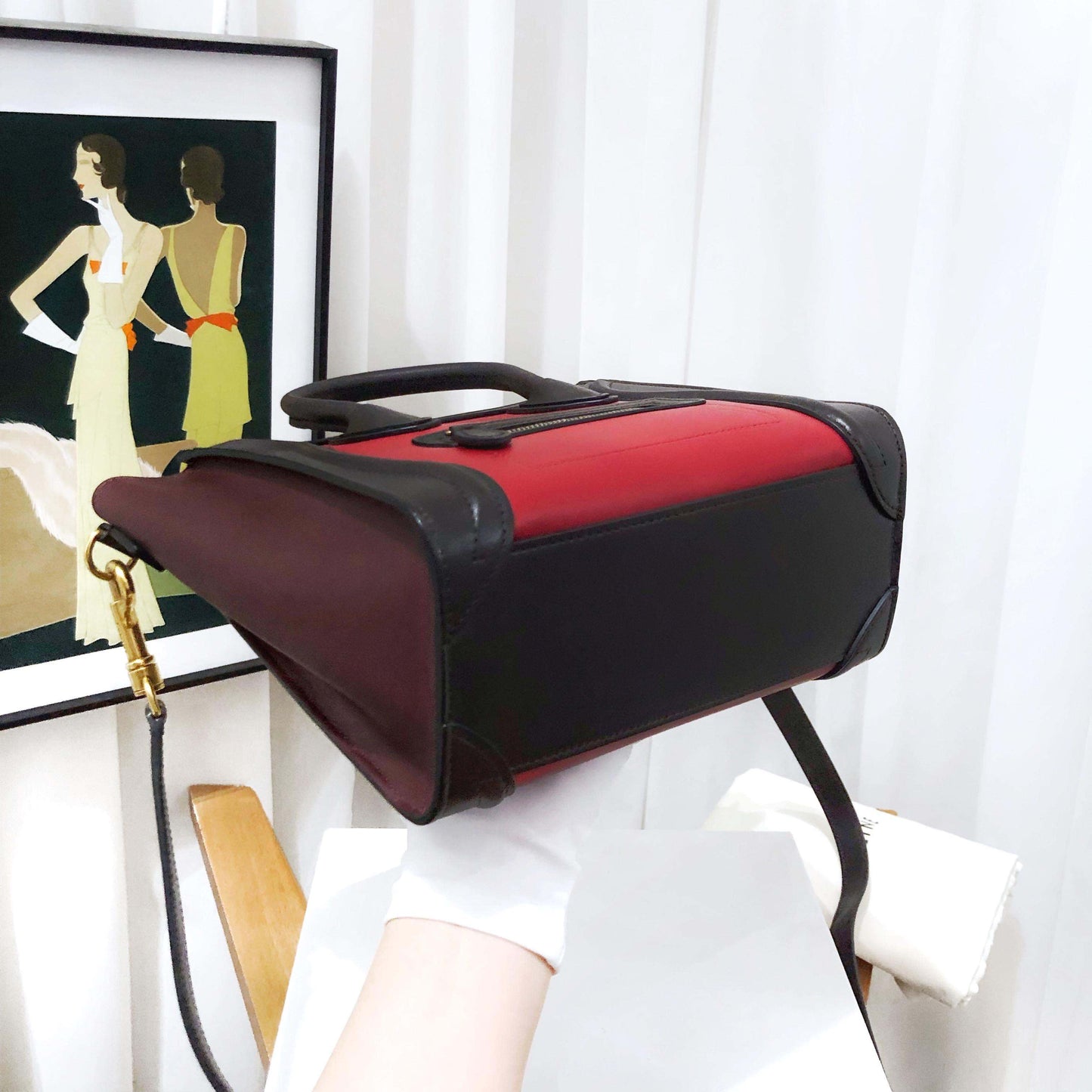 Luxury Nano Two Way Bag And Black Red Travel Bag