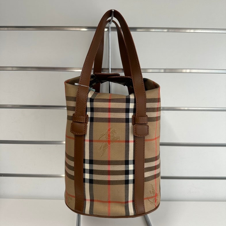 Burberry Luxury Plaid Tote Handbag Beige Tote Bag