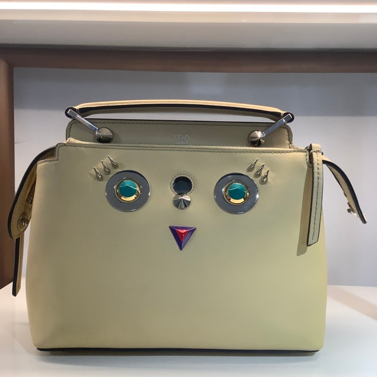 Fendi Handbag Selleria Owl Crossbody Bag Yellow