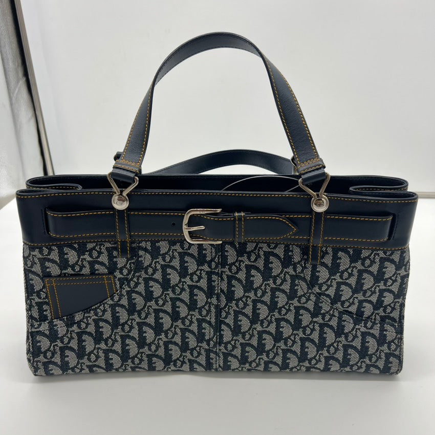 Dior Handbag Shoulder Bag Canvas Navy