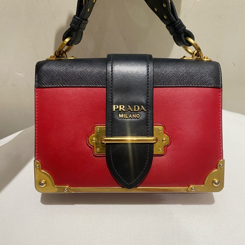 Prada Handbag Cahier Bag Shoulder Bag Leather Red