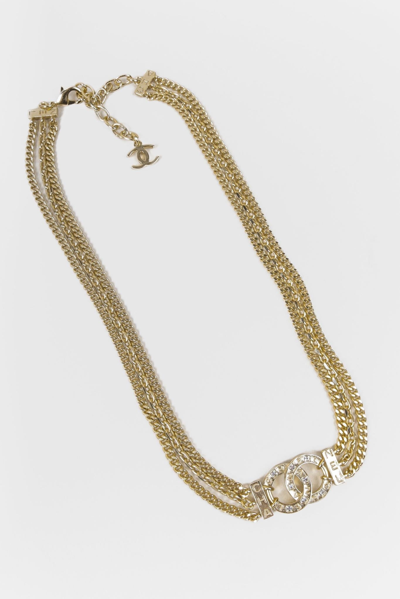 Chanel Light Gold CC Triple Chain Choker