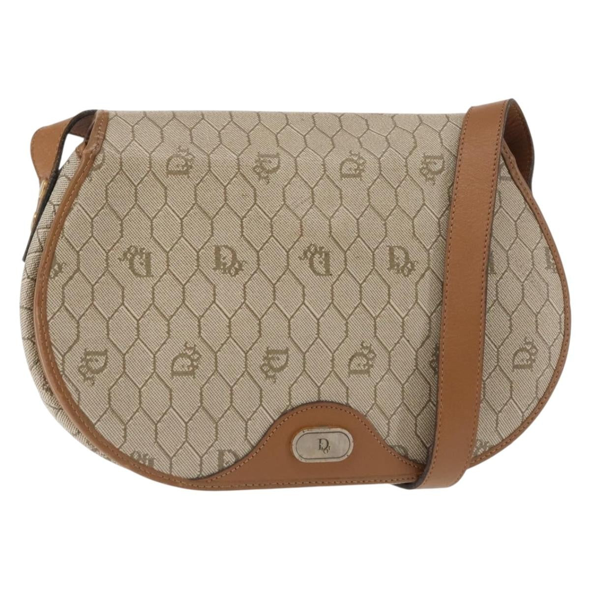 Dior Crossbody Bag Christian Honeycomb Coated Bag 2 Canvas Beige Flap