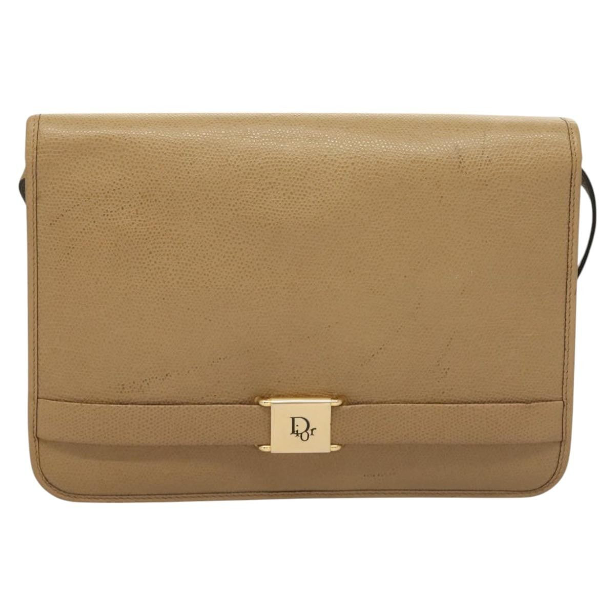 Dior Shoulder Bag Christian Honeycomb Bag Leather Beige