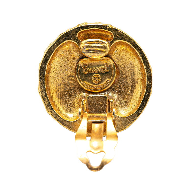 Chanel Gold Plated Color Stone Earrings Jewelry