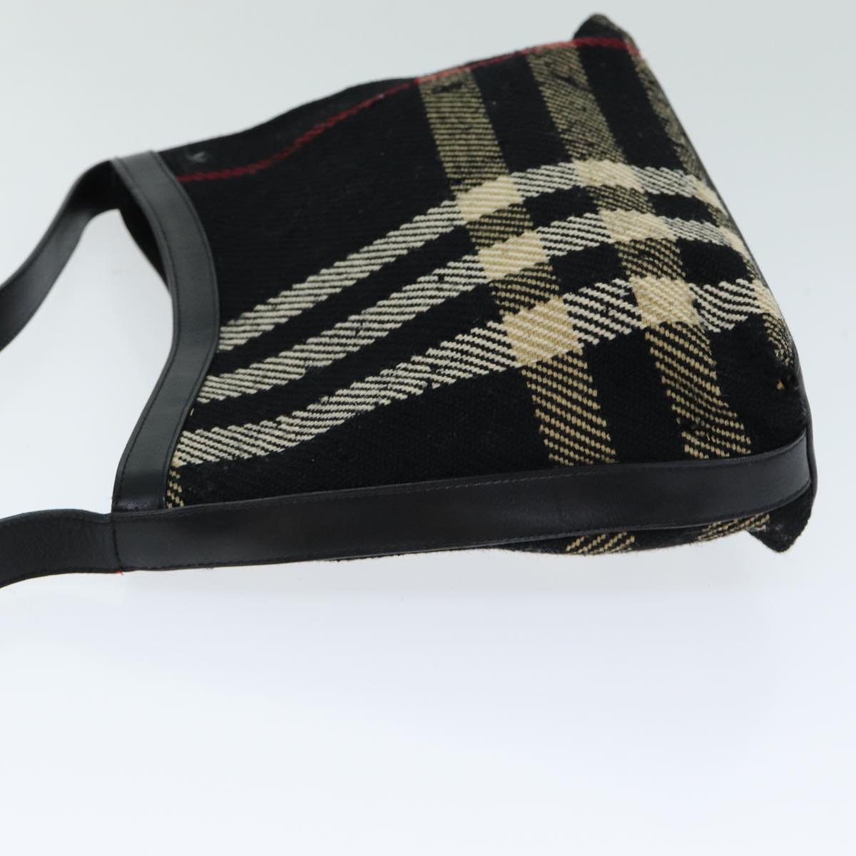 Burberry Luxury Nova Check Shoulder Bag Auth Ti1818 Canvas Black
