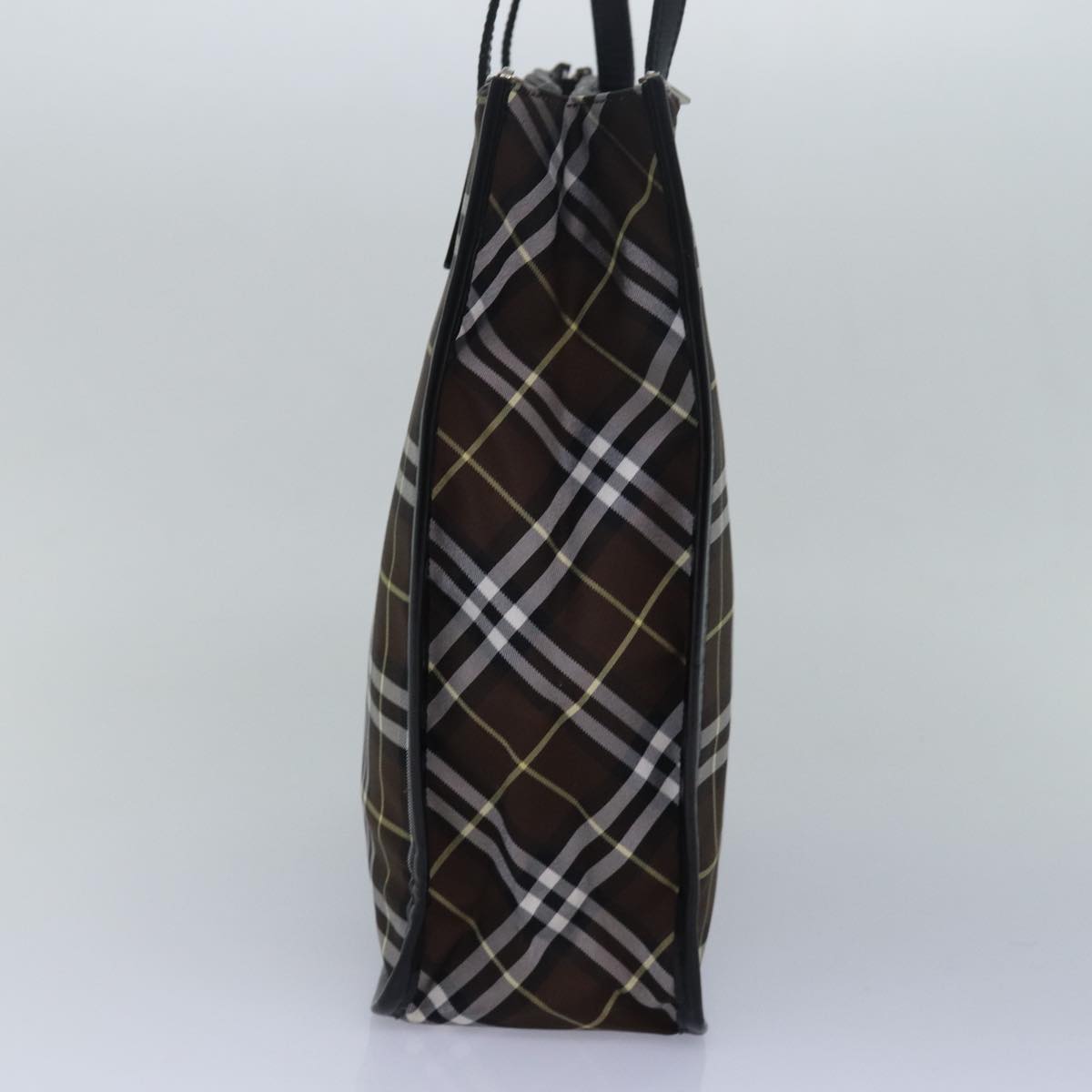 Burberry Luxury ss Nova Check Label Tote Bag Auth Leather Nylon Black Black Auth Ti1822