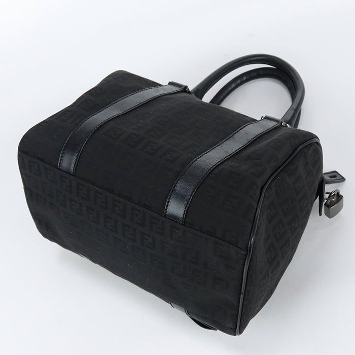 Fendi 8Bl068 Boston Bag Zucchino Travel Bag Jacquard Women Black Mini