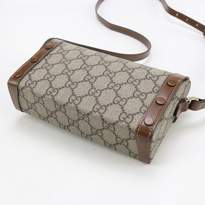 Gucci Horsebit GG Supreme Canvas Beige Mini Shoulder Bag