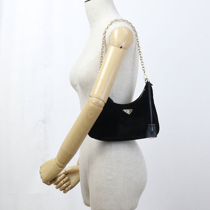 C Q Velvet Re Edition Shoulder Bag Black Mini