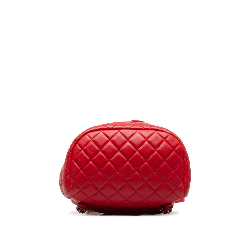 Coco Mark Matelasse Lambskin Backpack Red