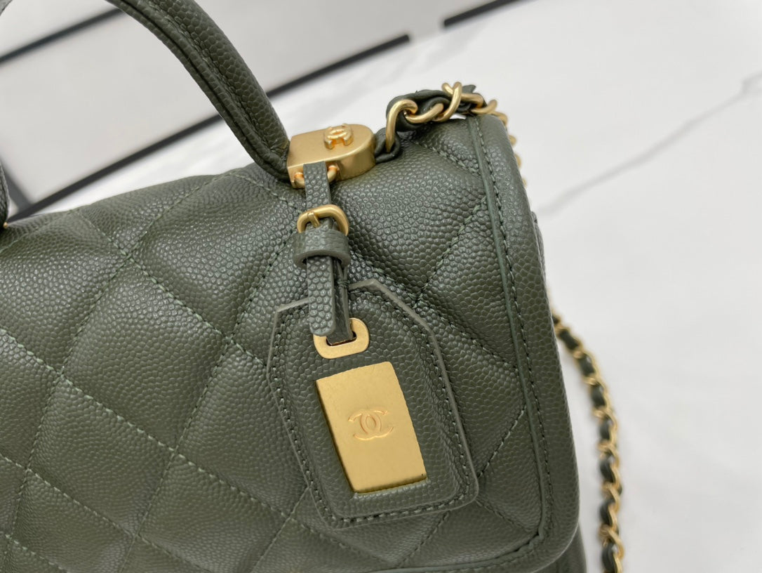 CHL 22K Top Qualityap Dark Green Flap Travel Bag