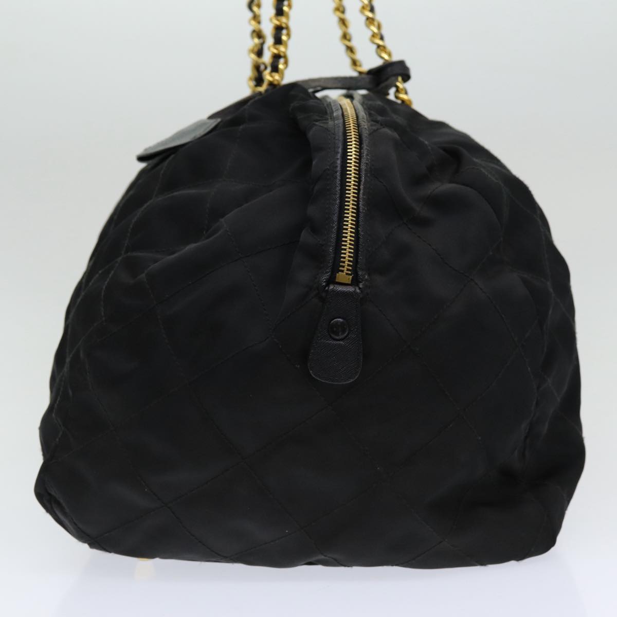 Prada Boston Bag Auth Nylon Quilted Black Travel Bag