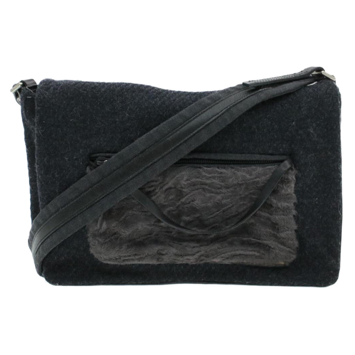 Prada Shoulder Bag Suede Black