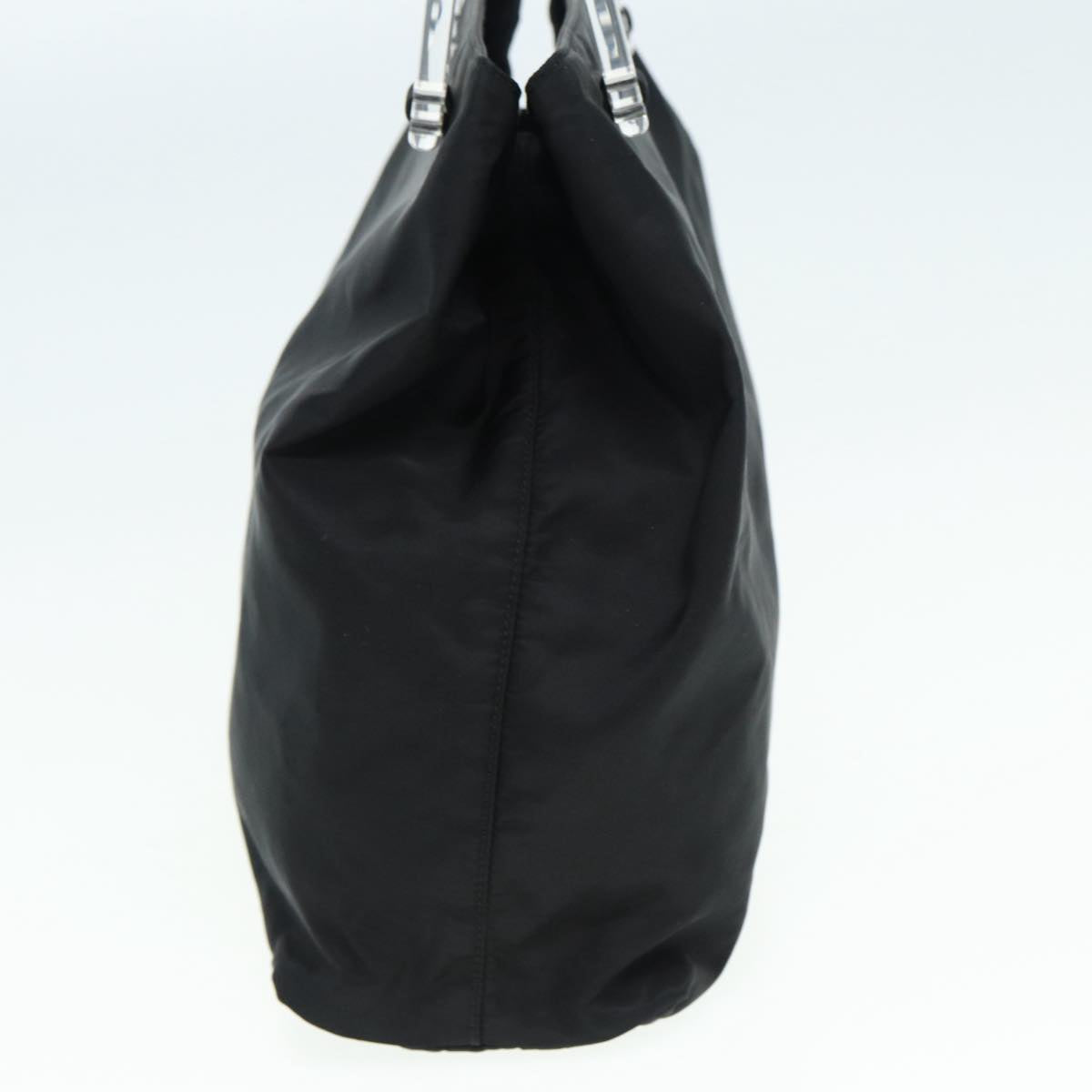 Prada Hand Bag Auth Nylon Black Silver Travel Bag Silver Auth Yk14205