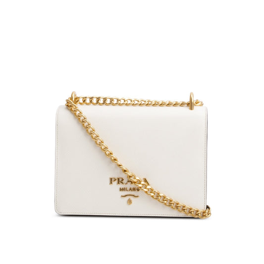 Prada Saffiano Lux Shoulder Bag Black White