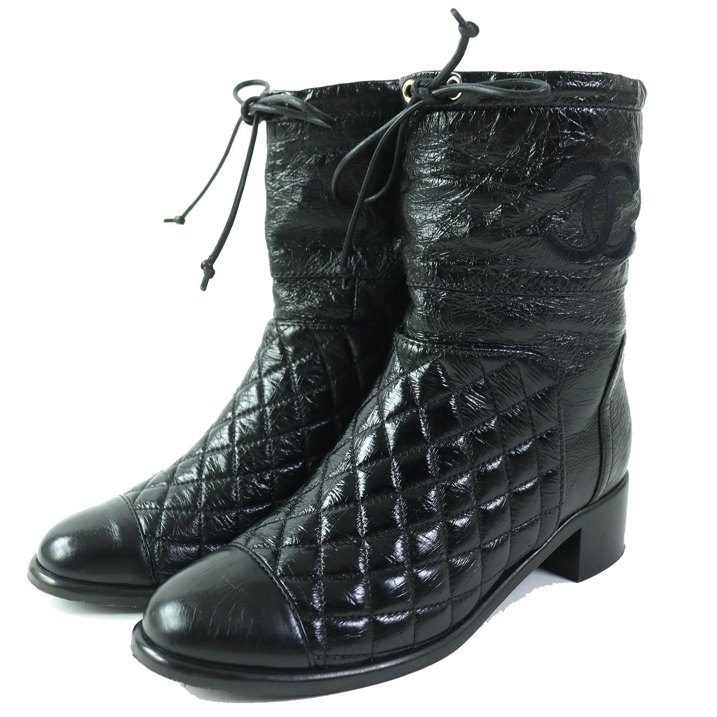 Chanel COCO Mark Leather Short Boots Black