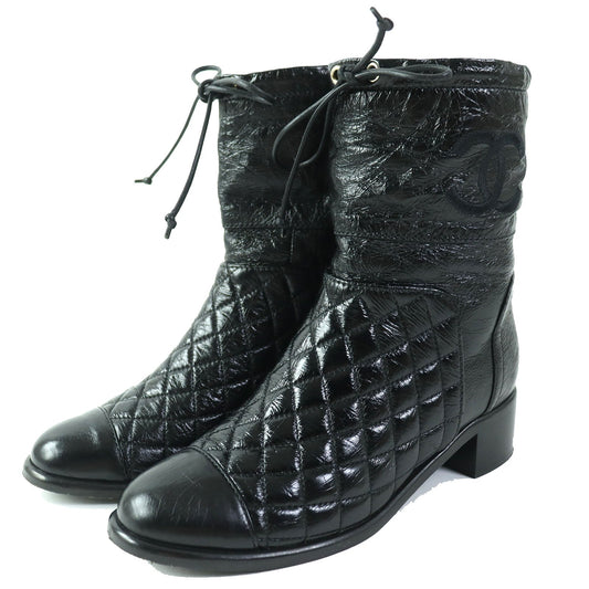 Chanel COCO Mark Leather Short Boots Black