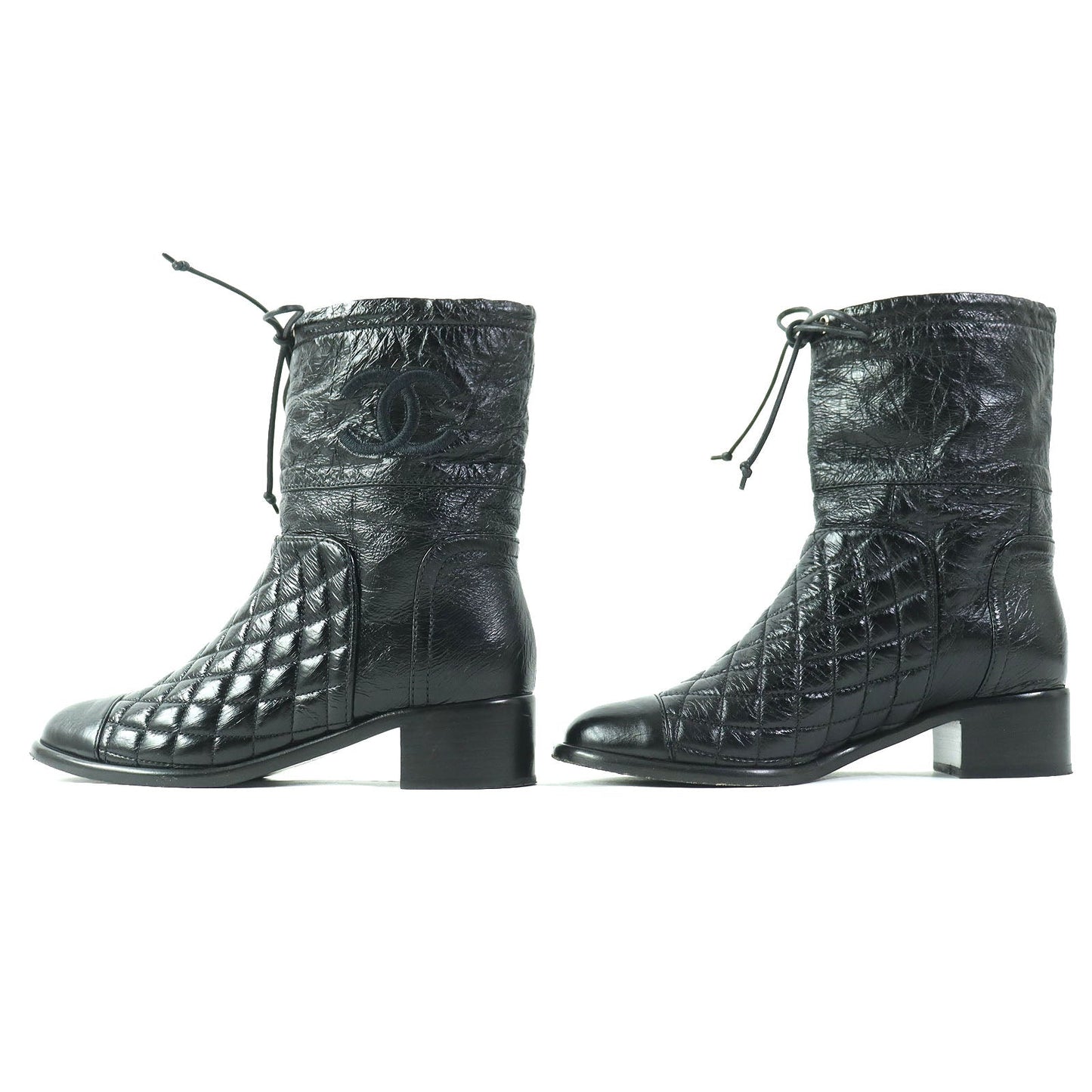 Chanel COCO Mark Leather Short Boots Black
