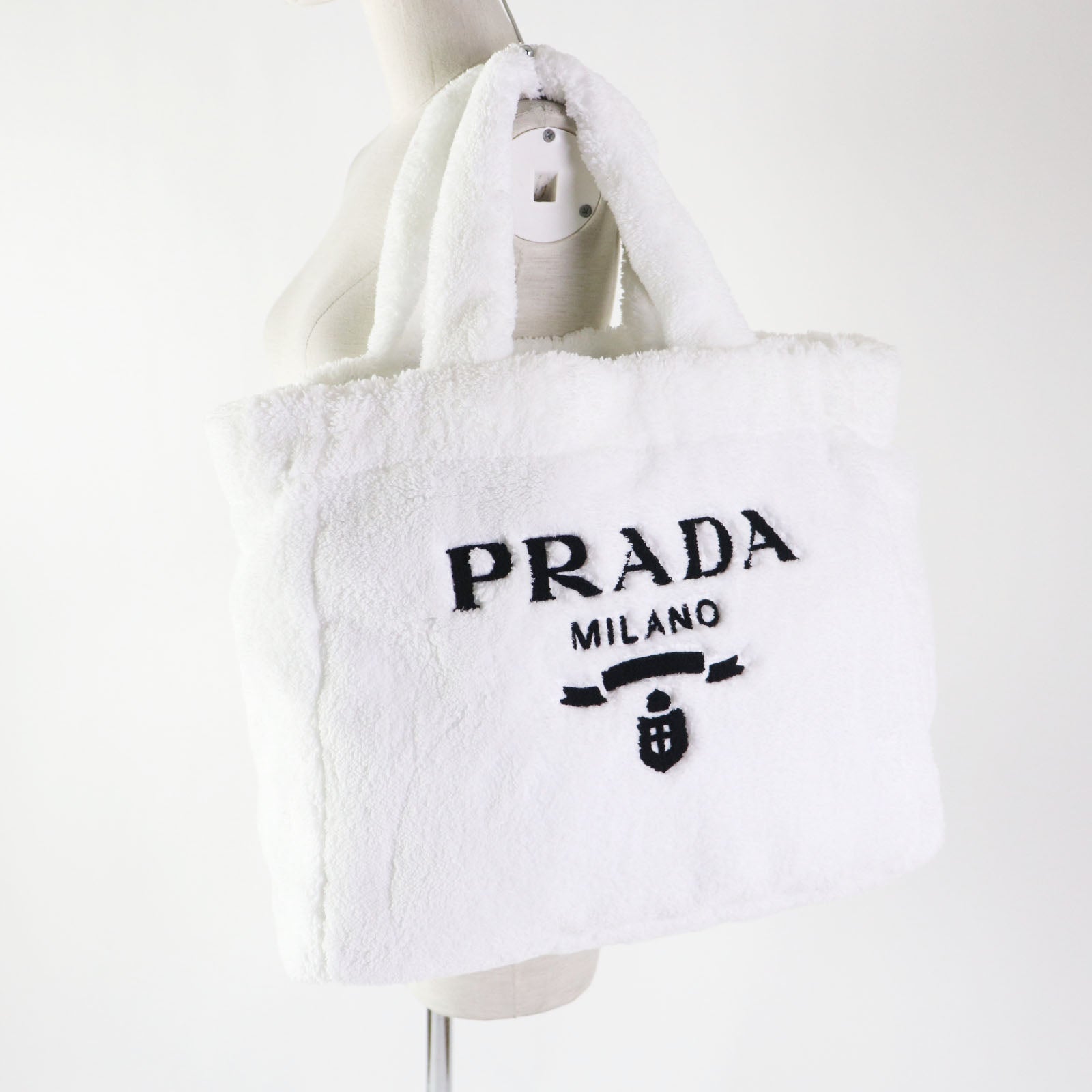 Prada Terry Tote Bag 1Bg130 Black White